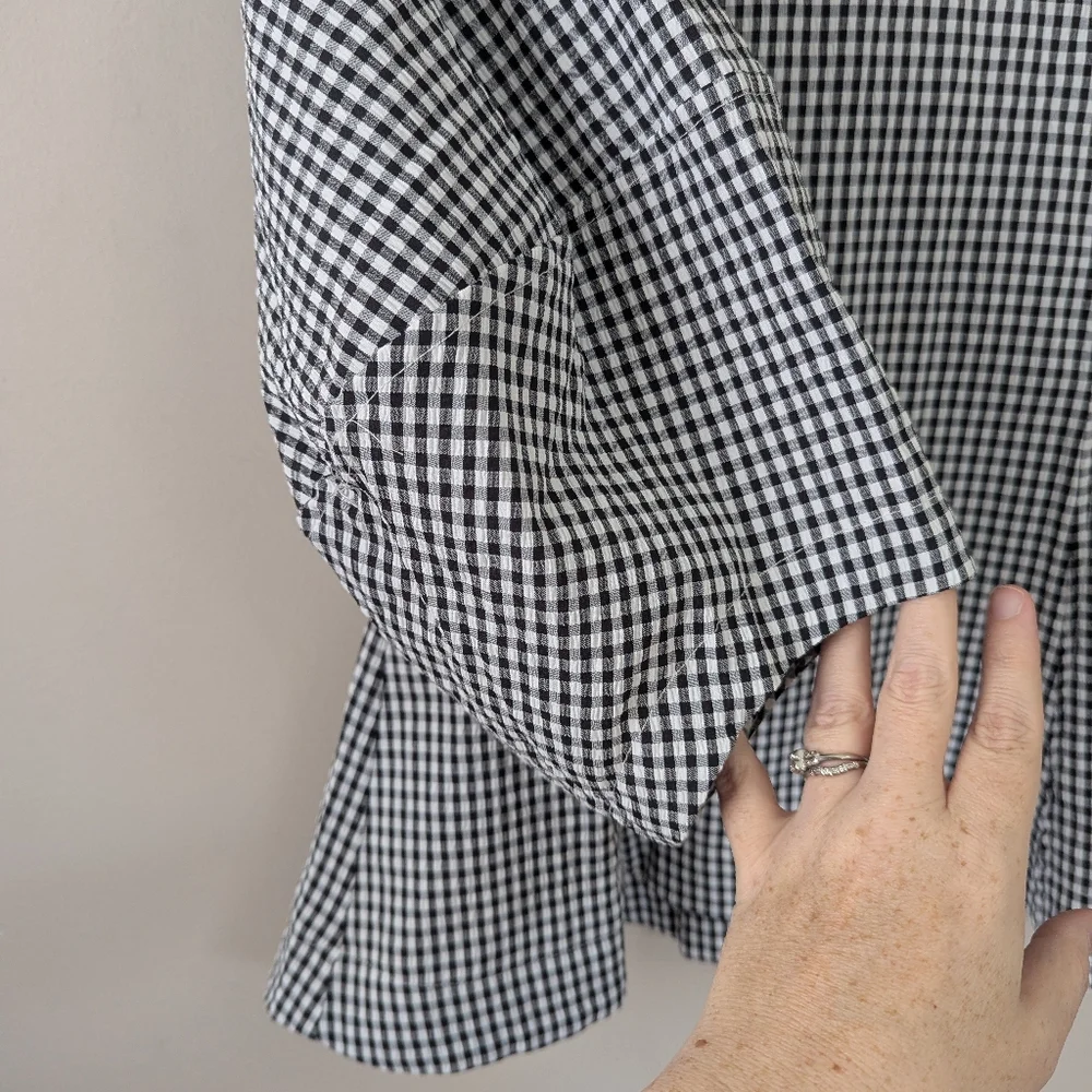 Tuckernuck Pomander Place Black‎ Gingham Malarie Top Puff Sleeve XS